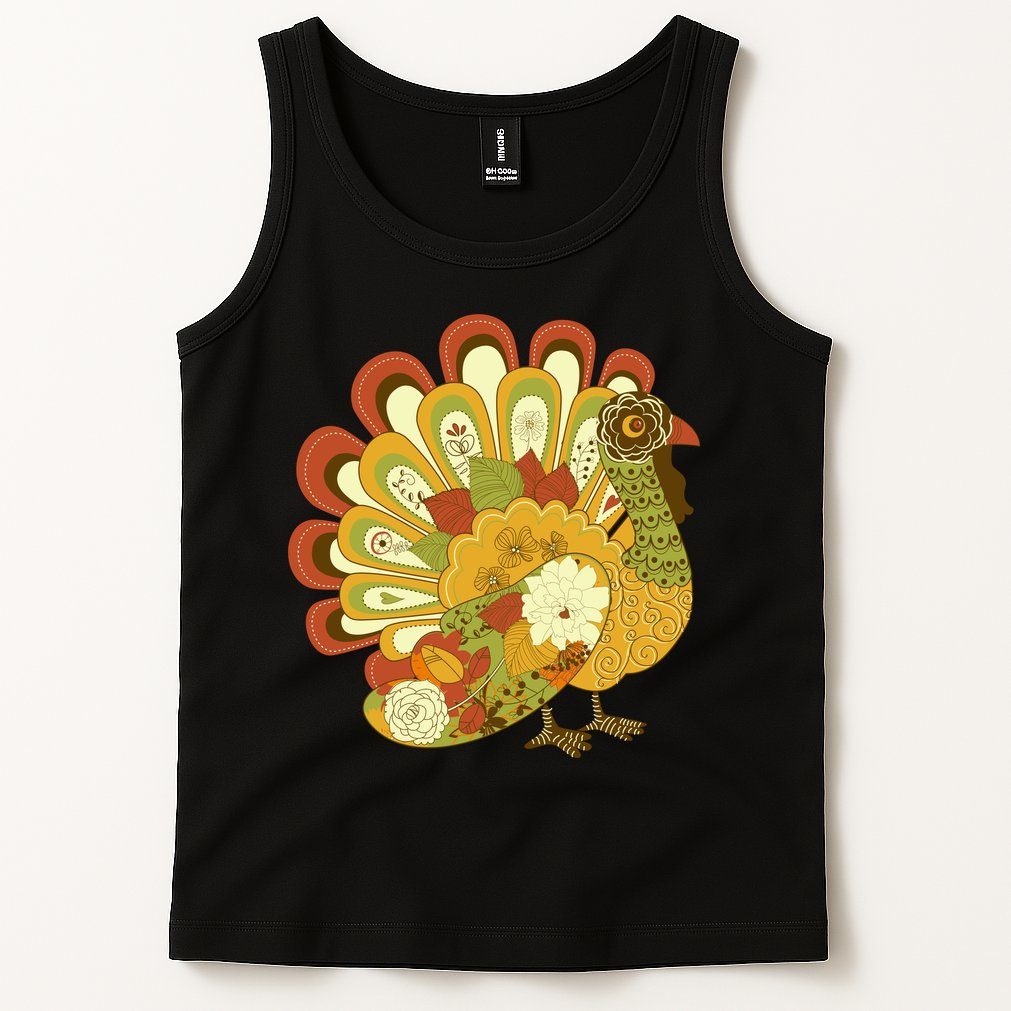 Happy Thanksgiving Floral Turkey Tank Top