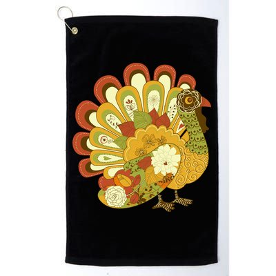Happy Thanksgiving Floral Turkey Golf Towel