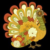 Happy Thanksgiving Floral Turkey Cropped Pullover Crew
