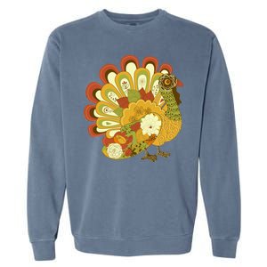 Happy Thanksgiving Floral Turkey Garment-Dyed Sweatshirt