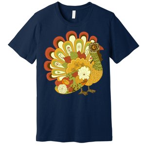 Happy Thanksgiving Floral Turkey Premium T-Shirt