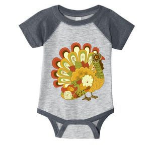 Happy Thanksgiving Floral Turkey Infant Baby Jersey Bodysuit