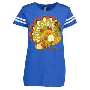 Happy Thanksgiving Floral Turkey Enza Ladies Jersey Football T-Shirt