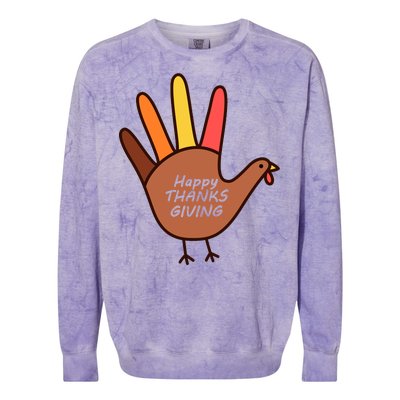 Happy Thanksgiving Hand Turkey Colorblast Crewneck Sweatshirt