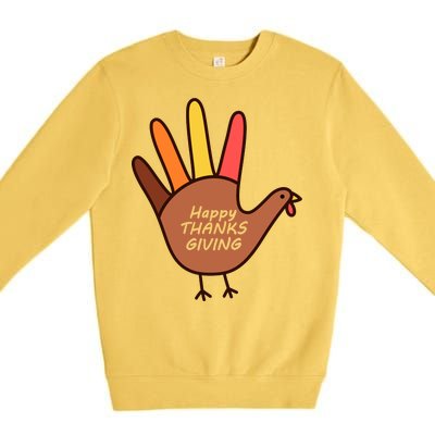 Happy Thanksgiving Hand Turkey Premium Crewneck Sweatshirt