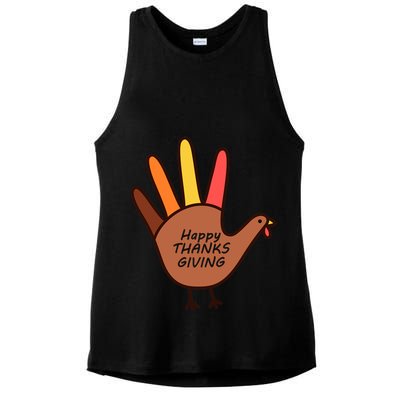 Happy Thanksgiving Hand Turkey Ladies PosiCharge Tri-Blend Wicking Tank