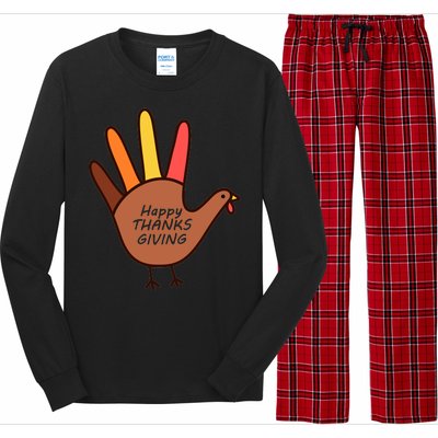 Happy Thanksgiving Hand Turkey Long Sleeve Pajama Set