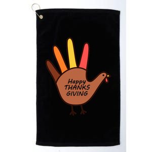 Happy Thanksgiving Hand Turkey Platinum Collection Golf Towel