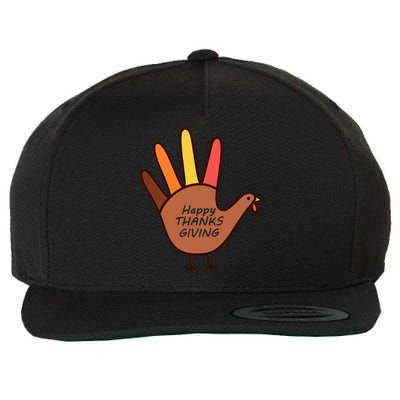 Happy Thanksgiving Hand Turkey Wool Snapback Cap