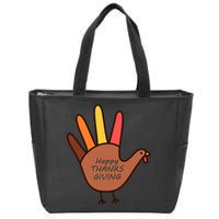Happy Thanksgiving Hand Turkey Zip Tote Bag