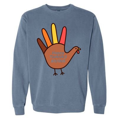 Happy Thanksgiving Hand Turkey Garment-Dyed Sweatshirt