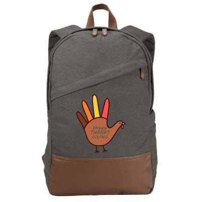 Happy Thanksgiving Hand Turkey Cotton Canvas Backpack