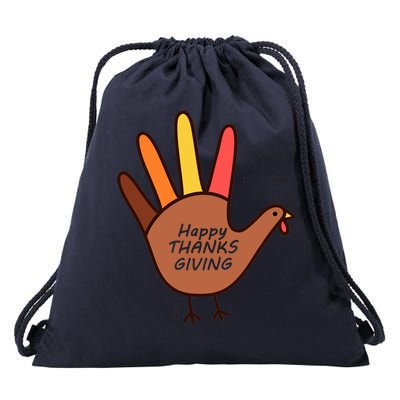 Happy Thanksgiving Hand Turkey Drawstring Bag