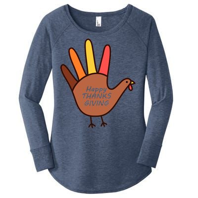 Happy Thanksgiving Hand Turkey Women's Perfect Tri Tunic Long Sleeve Shirt