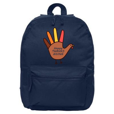 Happy Thanksgiving Hand Turkey 16 in Basic Backpack