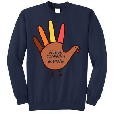 Happy Thanksgiving Hand Turkey Tall Sweatshirt