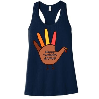 Happy Thanksgiving Hand Turkey Women's Racerback Tank