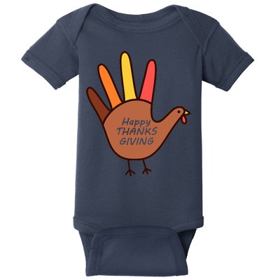 Happy Thanksgiving Hand Turkey Baby Bodysuit