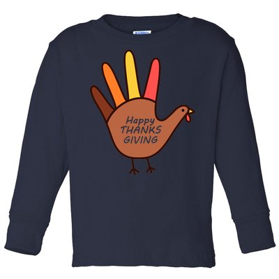 Happy Thanksgiving Hand Turkey Toddler Long Sleeve Shirt