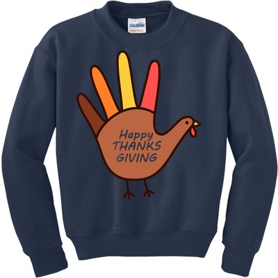 Happy Thanksgiving Hand Turkey Kids Sweatshirt