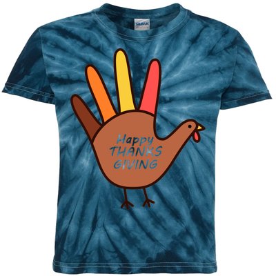 Happy Thanksgiving Hand Turkey Kids Tie-Dye T-Shirt