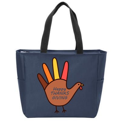 Happy Thanksgiving Hand Turkey Zip Tote Bag