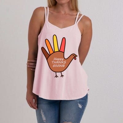 Happy Thanksgiving Hand Turkey Women's Strappy Tank