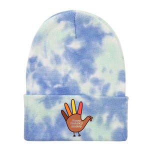 Happy Thanksgiving Hand Turkey Tie Dye 12in Knit Beanie