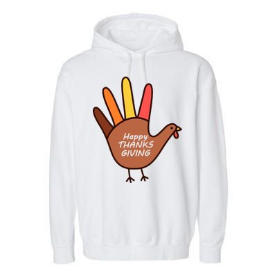 Happy Thanksgiving Hand Turkey Garment-Dyed Fleece Hoodie