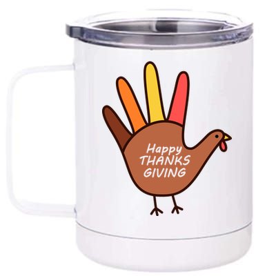 Happy Thanksgiving Hand Turkey 12 oz Stainless Steel Tumbler Cup