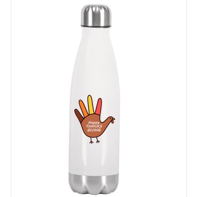 Happy Thanksgiving Hand Turkey Stainless Steel Insulated Water Bottle