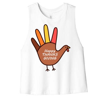 Happy Thanksgiving Hand Turkey Women's Racerback Cropped Tank