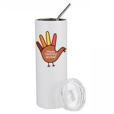 Happy Thanksgiving Hand Turkey Stainless Steel Tumbler