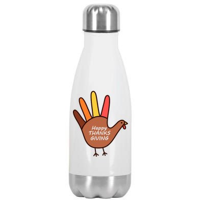 Happy Thanksgiving Hand Turkey Stainless Steel Insulated Water Bottle