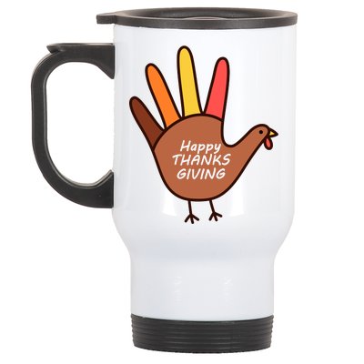 Happy Thanksgiving Hand Turkey Stainless Steel Travel Mug