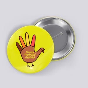 Happy Thanksgiving Hand Turkey Button