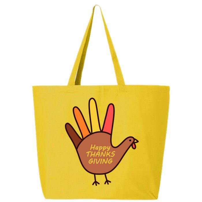 Happy Thanksgiving Hand Turkey 25L Jumbo Tote