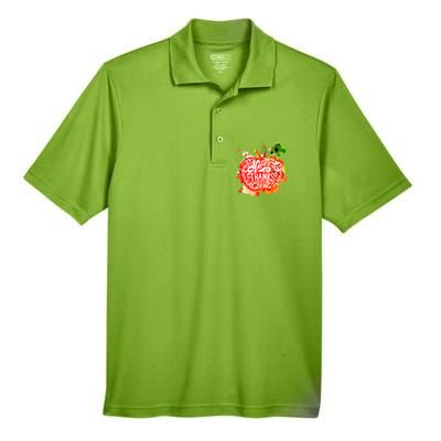 Happy Thanksgiving Pumpkin Splatter Men's Origin Performance Pique Polo