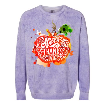 Happy Thanksgiving Pumpkin Splatter Colorblast Crewneck Sweatshirt