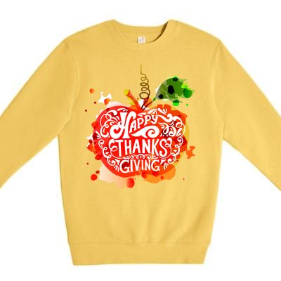 Happy Thanksgiving Pumpkin Splatter Premium Crewneck Sweatshirt