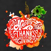 Happy Thanksgiving Pumpkin Splatter 7 Panel Mesh Trucker Snapback Hat