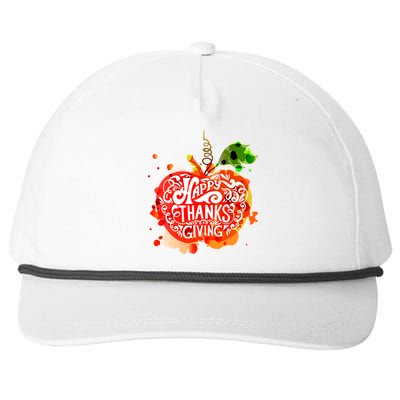 Happy Thanksgiving Pumpkin Splatter Snapback Five-Panel Rope Hat