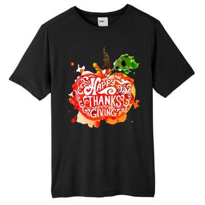 Happy Thanksgiving Pumpkin Splatter Tall Fusion ChromaSoft Performance T-Shirt