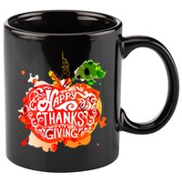 Happy Thanksgiving Pumpkin Splatter 11oz C Handle Ceramic Mug