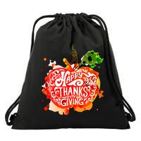 Happy Thanksgiving Pumpkin Splatter Drawstring Bag