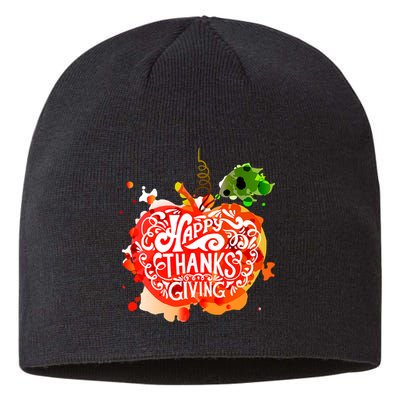Happy Thanksgiving Pumpkin Splatter Sustainable Beanie