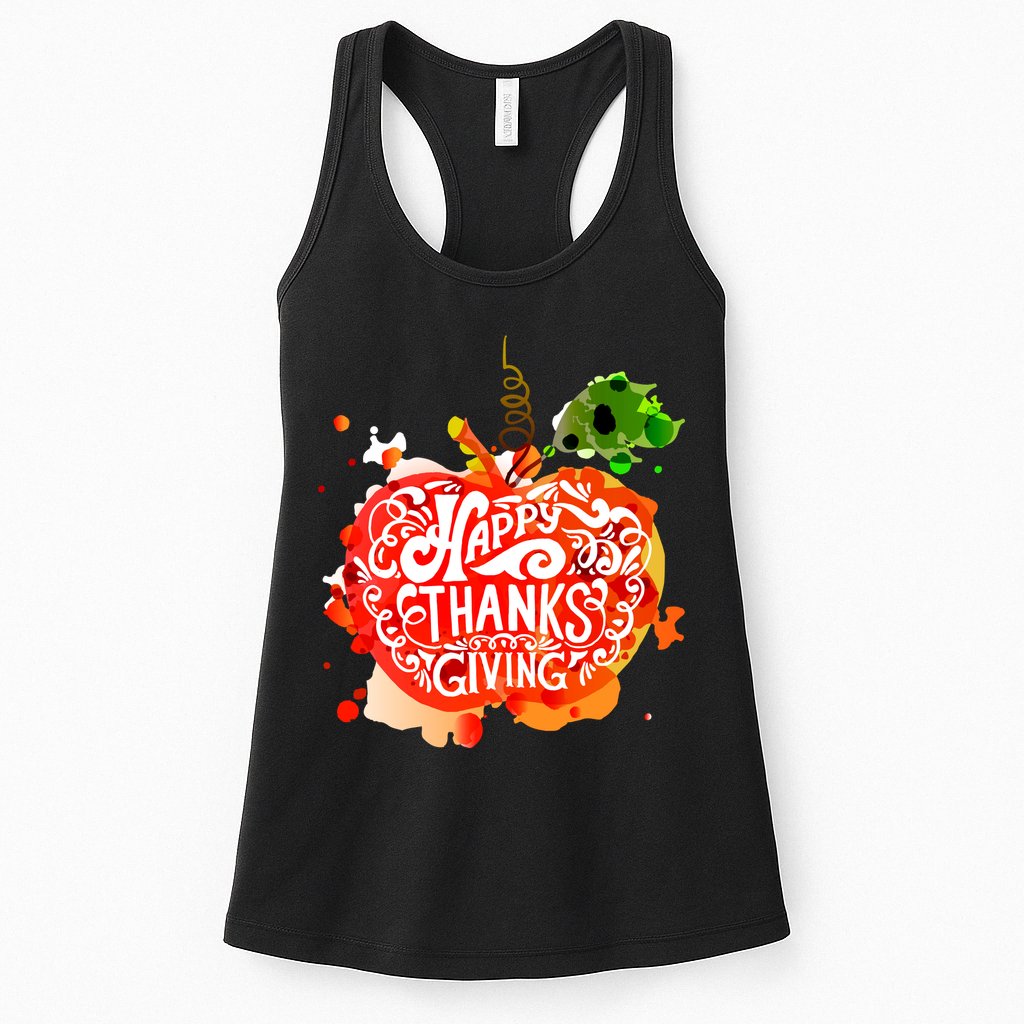 Happy Thanksgiving Pumpkin Splatter Womens Tank Top