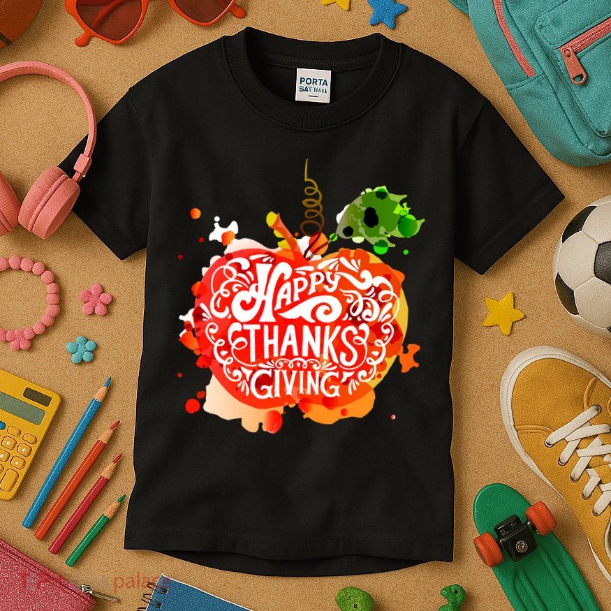 Happy Thanksgiving Pumpkin Splatter Kids T-Shirt