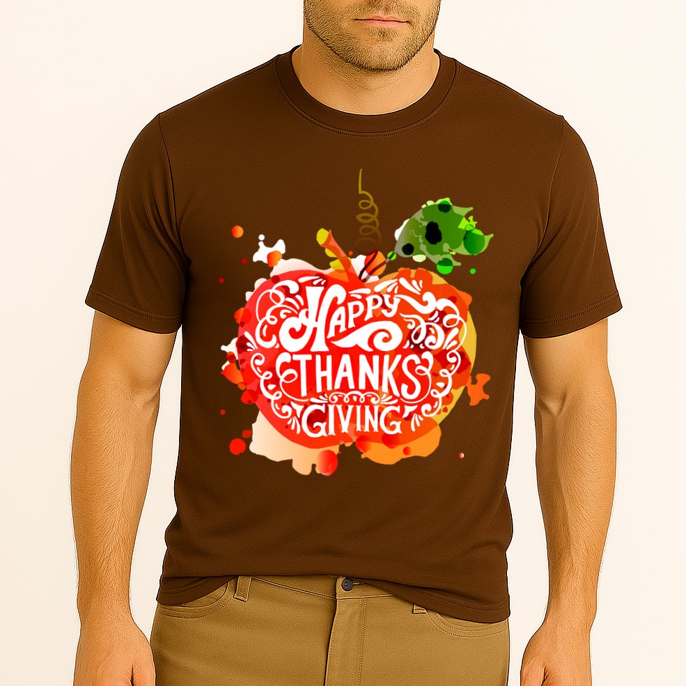 Happy Thanksgiving Pumpkin Splatter Cooling Performance Crew T-Shirt