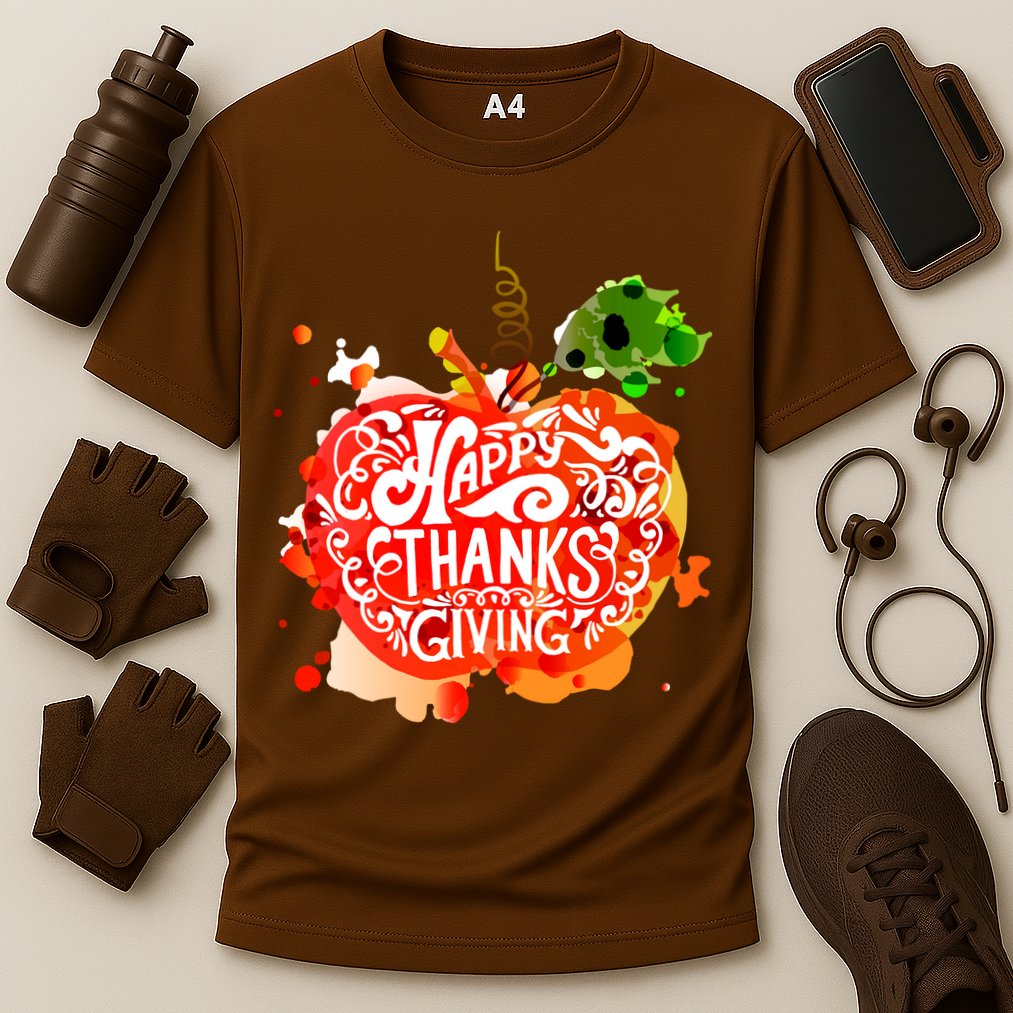 Happy Thanksgiving Pumpkin Splatter Cooling Performance Crew T-Shirt